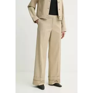 Samsoe Samsoe pantaloni SAESMELLA femei, culoarea bej, lat, high waist, F25100010 imagine