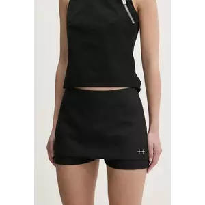 Heliot Emil pantaloni scurți din lână culoarea negru, uni, high waist, PRESS25_W_12_046_BLK01 imagine