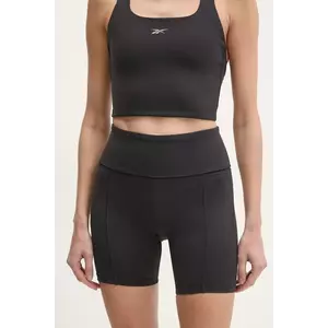 Reebok pantaloni scurți de antrenament LUX Collection culoarea negru, uni, high waist, 100214845 imagine