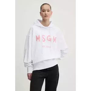 MSGM hanorac de bumbac femei, culoarea alb, cu glugă, cu imprimeu, 3841MDM515.257000 imagine
