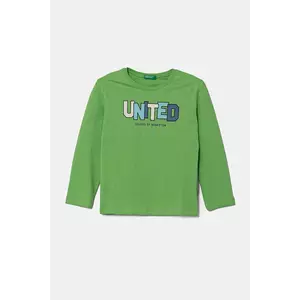 United Colors of Benetton longsleeve din bumbac pentru copii culoarea verde, 3I1XG10HS imagine