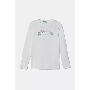 United Colors of Benetton longsleeve din bumbac pentru copii culoarea alb, 3I9WC10MY imagine