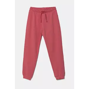 United Colors of Benetton pantaloni de trening din bumbac pentru copii culoarea roz, uni, 3J68CF02H imagine
