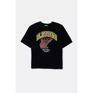 United Colors of Benetton tricou de bumbac pentru copii culoarea bleumarin, cu imprimeu, 3I1XC10O4 imagine