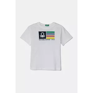 United Colors of Benetton tricou de bumbac pentru copii culoarea alb, cu imprimeu, 3I1XG10HT imagine