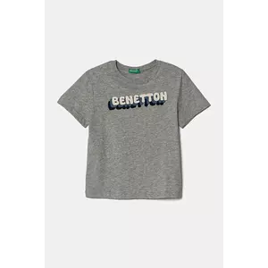 United Colors of Benetton tricou de bumbac pentru copii culoarea gri, cu imprimeu, 3I1XG10HT imagine