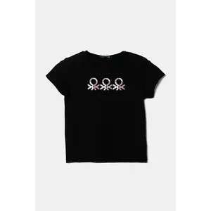 United Colors of Benetton tricou de bumbac pentru copii culoarea negru, 3I1XC10MZ imagine