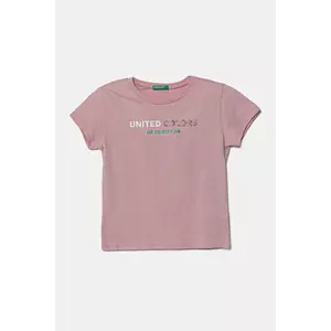 United Colors of Benetton tricou de bumbac pentru copii culoarea roz, 3I1XC10MZ imagine