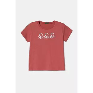 United Colors of Benetton tricou de bumbac pentru copii culoarea roz, 3I1XC10MZ imagine