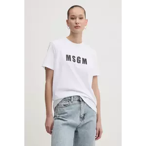 MSGM tricou din bumbac femei, culoarea alb, 3841MDM92.257002 imagine
