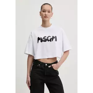 MSGM tricou din bumbac femei, culoarea alb, 3841MDM100.257002 imagine