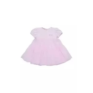 Marni rochie din bumbac pentru bebeluși MD294B DRESS culoarea roz, mini, evazată, M01439 imagine