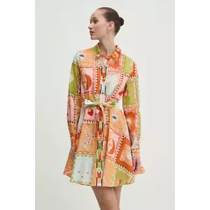 Never Fully Dressed rochie din amestec de in culoarea portocaliu, mini, evazată, NFDDR1781 imagine