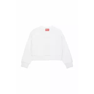 Diesel hanorac de bumbac pentru copii STRASLIUM SWEAT-SHIRT culoarea alb, neted, J01826 imagine