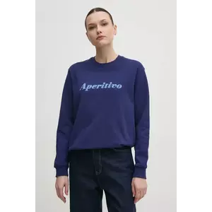 Drivemebikini hanorac de bumbac Aperitivo Flock femei, culoarea albastru marin, cu imprimeu, 2024-DMBS-021-NVB imagine