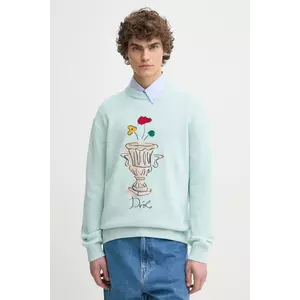 Drôle de Monsieur pulover de lana La Maille Vase barbati, culoarea turcoaz, F-PO174-WO023-LBE imagine