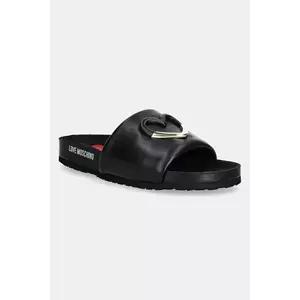 Love Moschino slapi de piele femei, culoarea negru, JA28283G1MIE0000 imagine