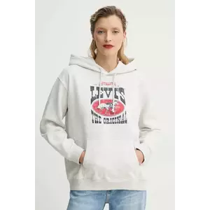 Levi's bluza femei, culoarea gri, cu glugă, cu imprimeu, A8801 imagine