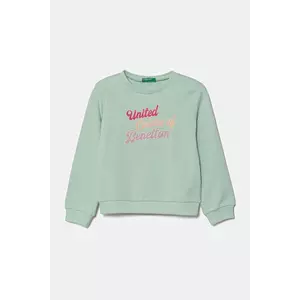 United Colors of Benetton hanorac de bumbac pentru copii culoarea verde, cu imprimeu, 3J70G10HX imagine