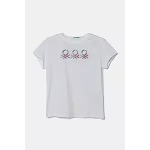 United Colors of Benetton tricou de bumbac pentru copii culoarea alb, 3I1XC10MZ imagine