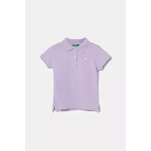 United Colors of Benetton tricou polo copii culoarea violet, cu guler, 3WG9G300A imagine