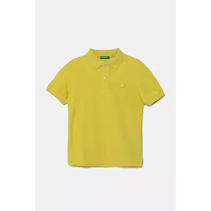 United Colors of Benetton tricouri polo din bumbac pentru copii culoarea galben, uni, 3089C300Q imagine
