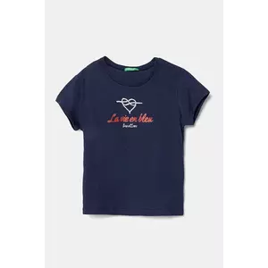 United Colors of Benetton tricou de bumbac pentru copii culoarea albastru marin, 3I1XG10J2 imagine