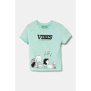 United Colors of Benetton tricou de bumbac pentru copii culoarea verde, cu imprimeu, 3X1SC10NG imagine