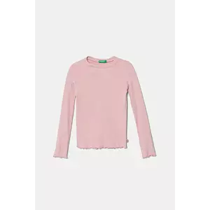 United Colors of Benetton longsleeve copii culoarea roz, 3F1AC10N1 imagine