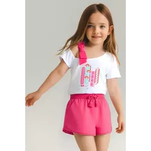 Mayoral pantaloni scurți din bumbac pentru copii culoarea roz, neted, talie reglabila, 607 imagine