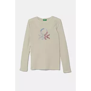 United Colors of Benetton longsleeve din bumbac pentru copii culoarea bej, 3I9WC10MY imagine