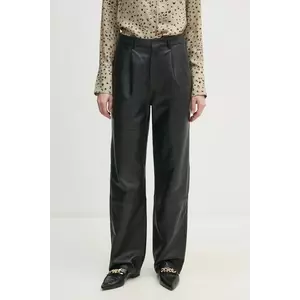 Joop! pantaloni de piele Lorena femei, culoarea negru, drept, high waist, 80000714 180031 imagine