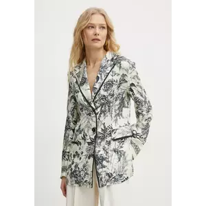 Simona Corsellini sacou culoarea bej, un singur rand de nasturi, cu model, P25CPGI003 imagine