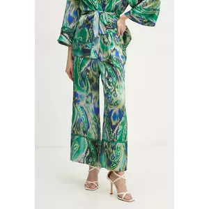 Simona Corsellini pantaloni femei, culoarea verde, lat, high waist, P25CPPA025 imagine