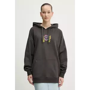 Vans hanorac de bumbac femei, culoarea maro, cu glugă, cu imprimeu, VN000NXVBLK1 imagine