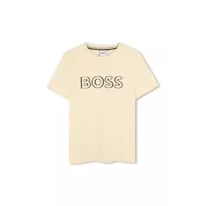 BOSS tricou de bumbac pentru copii culoarea bej, cu imprimeu, J52034 imagine