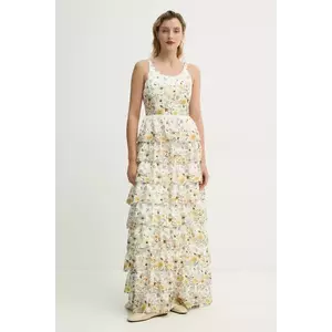 MUNTHE rochie de matase FRUMA culoarea alb, maxi, evazată, 251134025118 imagine