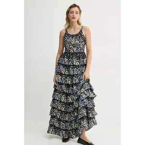 MUNTHE rochie de matase FRUMA culoarea negru, maxi, evazată, 251134025118 imagine