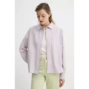 Marc O'Polo camasa din bumbac femei, culoarea violet, cu guler clasic, relaxed, 5000006198 imagine