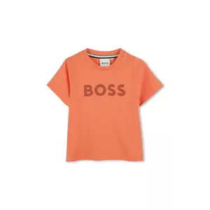 BOSS tricou din bumbac pentru bebelusi culoarea portocaliu, cu imprimeu, J52105 imagine