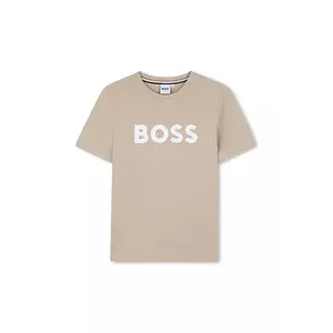 BOSS tricou de bumbac pentru copii culoarea bej, cu imprimeu, J52030 imagine