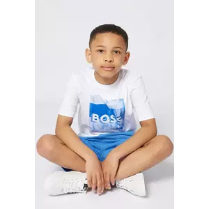BOSS tricou de bumbac pentru copii culoarea alb, cu imprimeu, J52044 imagine