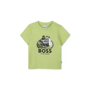 BOSS tricou din bumbac pentru bebelusi culoarea verde, cu imprimeu, J52110 imagine