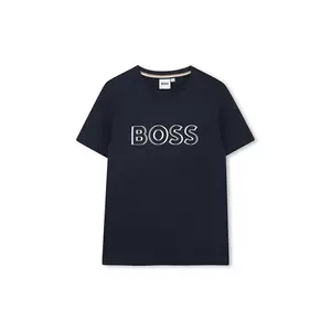 BOSS tricou de bumbac pentru copii culoarea albastru marin, cu imprimeu, J52034 imagine