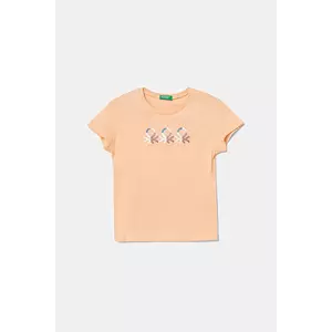 United Colors of Benetton tricou de bumbac pentru copii culoarea portocaliu, 3I1XC10MZ imagine