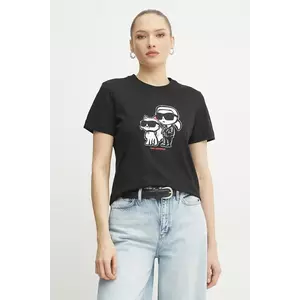 Karl Lagerfeld tricou din bumbac IKON SKETCH femei, culoarea negru, A1W17129 imagine