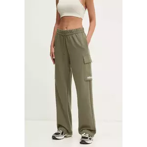 adidas pantaloni de trening Essentials Linear femei, culoarea verde, neted, JE0033 imagine