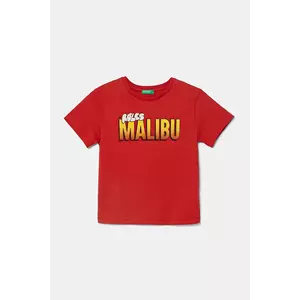 United Colors of Benetton tricou de bumbac pentru copii culoarea bordo, cu imprimeu, 3I1XG10IJ imagine