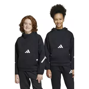 adidas bluza copii culoarea negru, cu glugă, cu imprimeu, IS6916 imagine