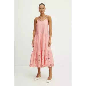 Fracomina rochie din bumbac culoarea portocaliu, midi, evazată, FJ25SD3001W400E5 imagine